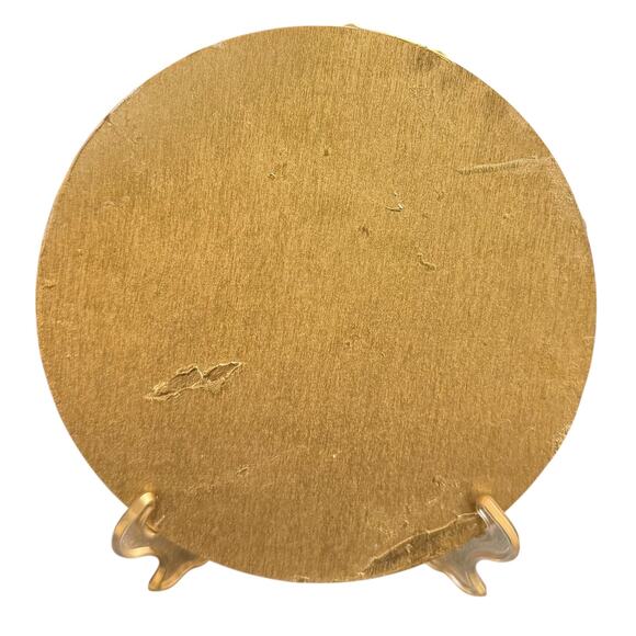 Mini Handmade Circle Paintings and Collage Framed w/ Gold Colored Edges - Picture 9 of 10